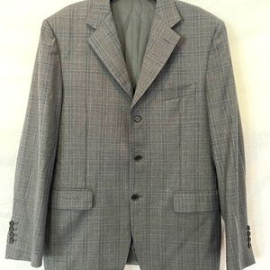 Canali - 100% Wool Two Button Blazer In Grey & Blue Size US38R/EU48R - 80% OFF!